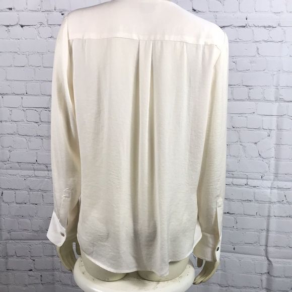 Chico’s size 1 Small faux wrap shirt. Super soft feel like silk. Cream mach wash - Picture 5 of 6